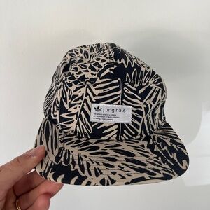 Adidas Originals Blue and White Cap in leaf pattern flat brim
